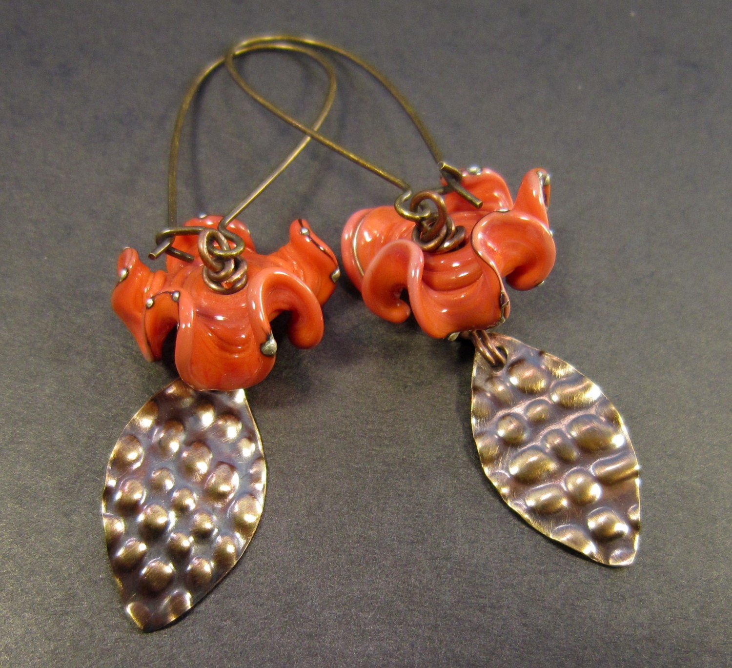 Light Orange Glass Earrings