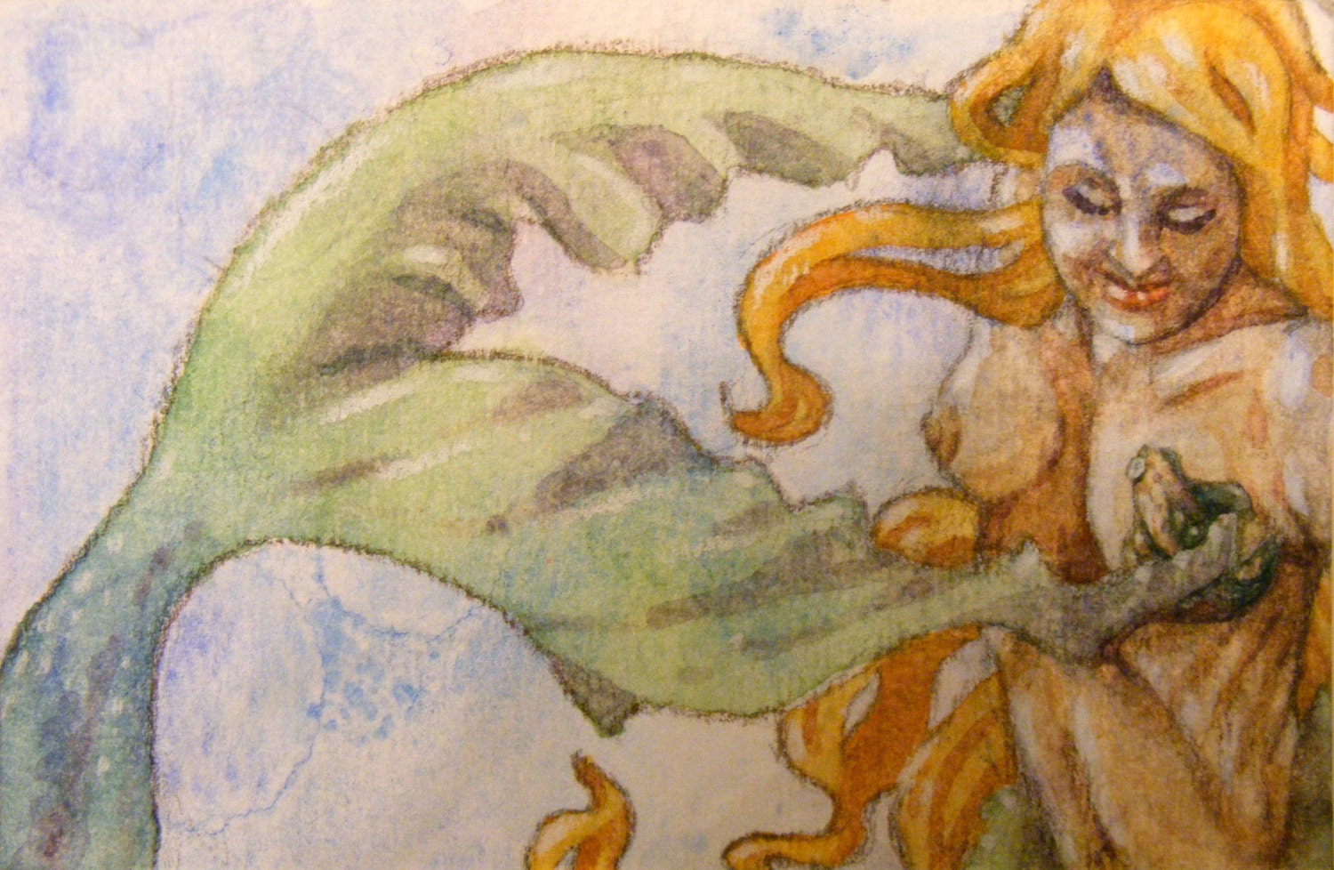 Underwater Friends/Hand-painted Watercolor Mermaid and Fish ACEO