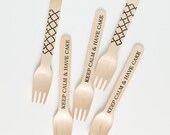 20 Wooden Forks - Keep Calm & Have Cake - Trellis - Great For Parties Il_170x135