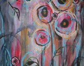 Dreamy Abstract Painting Pink flower Art absract pink purple blue floral painting abstract canvas spring painting Original  acrylic pastel