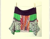 Funky Lace Patch Boho Knit Skirt