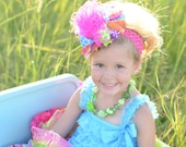 Summer Bright Over The Top Funky Boutique Hair Bow on matching Headband Free Shipping On All Addional Items