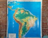 Vintage Nystrom School Map of South America/ Double Topographical
