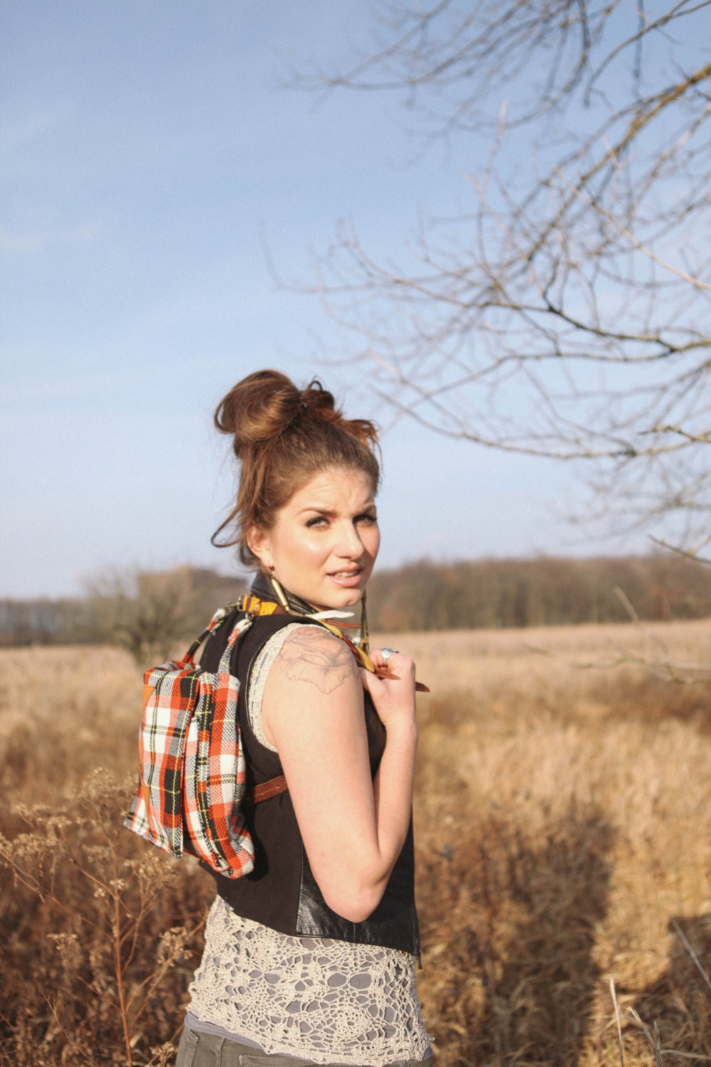 Not Your Plain Plaid - Mini Messenger Handmade with Vintage Plaid