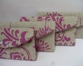 Custom Set of (4) / Design Your Own / The New Jenna Clutch / Perfect for your Bridesmaids / Denton Collection in Magenta
