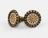 Cameo Post Earrings - Floral Design (Pale Blue)