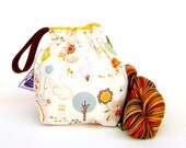 Drawstring Project Bag Sock Bag Small Knitting Bag - Knitting Crochet - Kitty Cat in Yarn Land