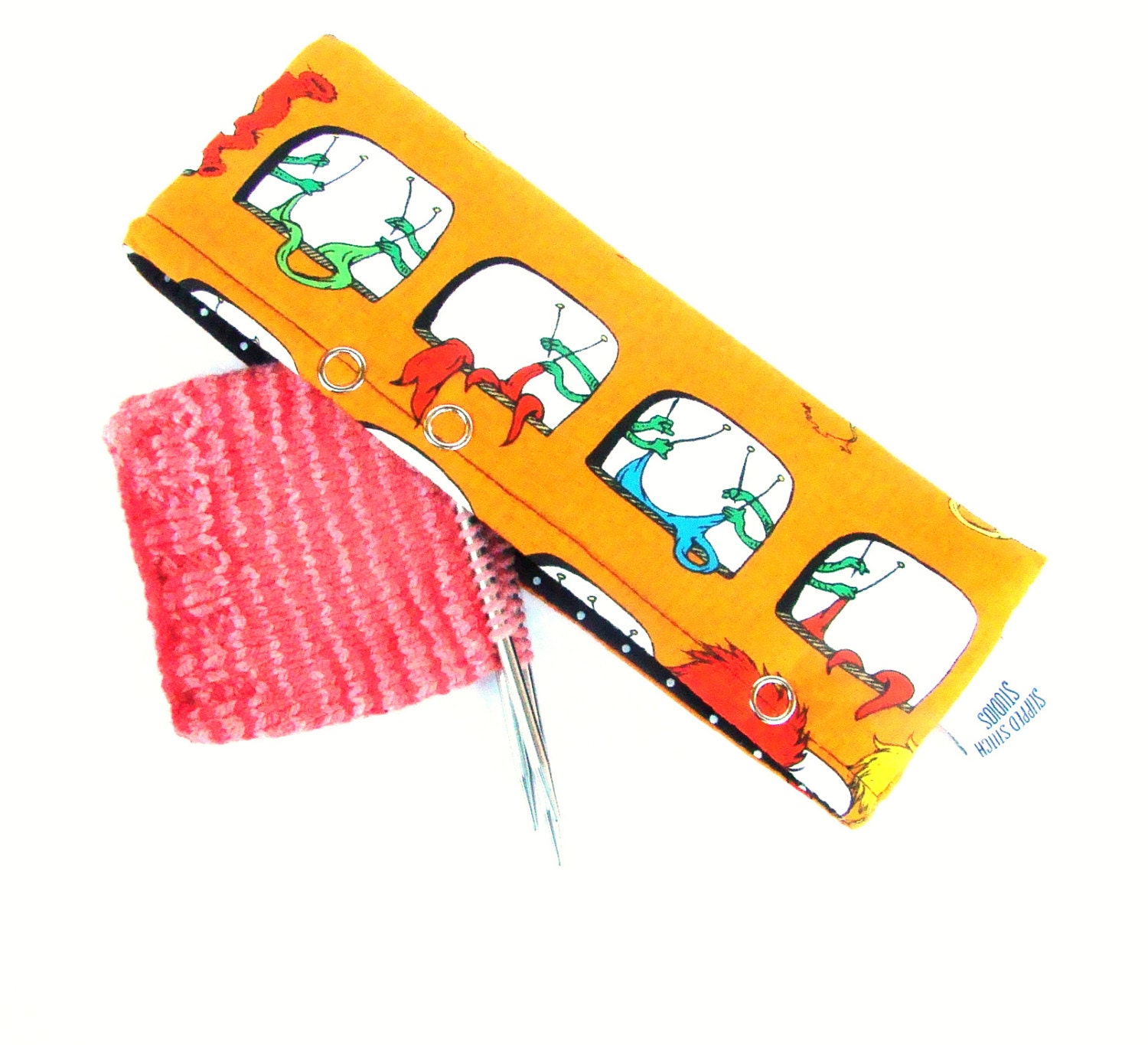 Needle Nook - Stitch Holder Point Protector Zipper Pouch - Lorax - Bright