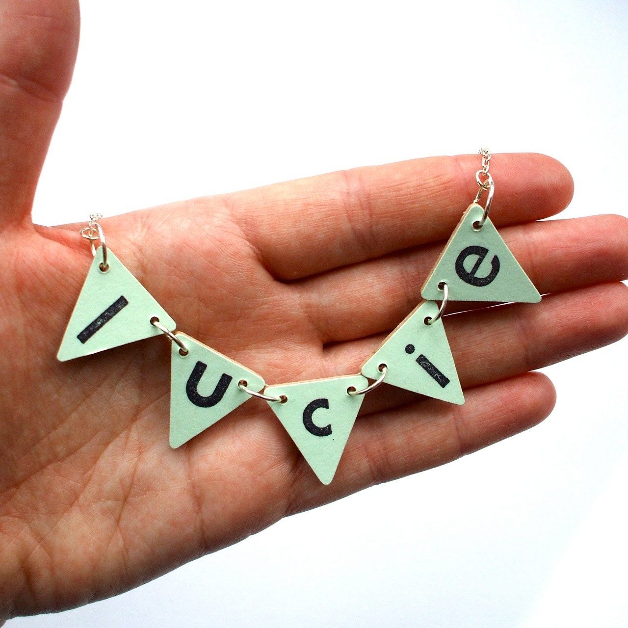 Custom Name Bunting Necklace - 5 FLAGS - Different Colours Available
