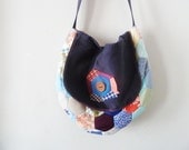 SALE .. the hex quilt button bag ... vintage fabric, eco-friendly, crossbody bag ...