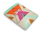 Leather iPad mini sleeve case - Dragonfly in Geometric landscape