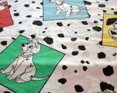 101 Dalmatians Full Flat Sheet Bright Primary Colors Fabric / Reclaimed Bed Linens