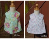 Pretty Pinafore Top- Flowers and Dots- Size 12m-18m Ready to ship