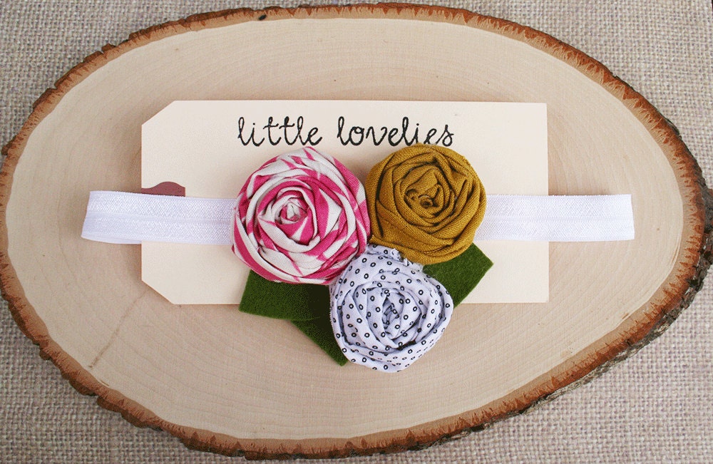 Shabby fabric rosette headband