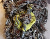 Scarf Stick-'n Stone in Lemon Zest - Handcrafted decorative polymer clay scarf pin or shawl pin in grey and lemon yellow
