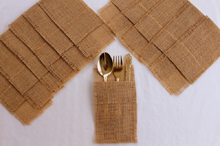 Burlap Silverware Holders