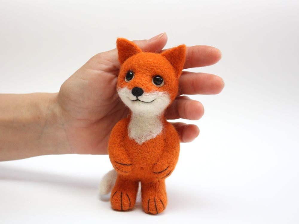 Red Fox, 5,5",  Miniature Needle Felted Soft Sculpture, OOAK - MrBearFamily