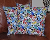 Throw Pillow Covers - 16X16" Set of 2 - Timeless Treasure's Totally 80's Allstars in Multicolor - Whimsical Shoes Fun & Funky Pillow Covers