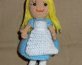 Alice in Wonderland Miniature Doll 5 Inches Tall Thread Crochet