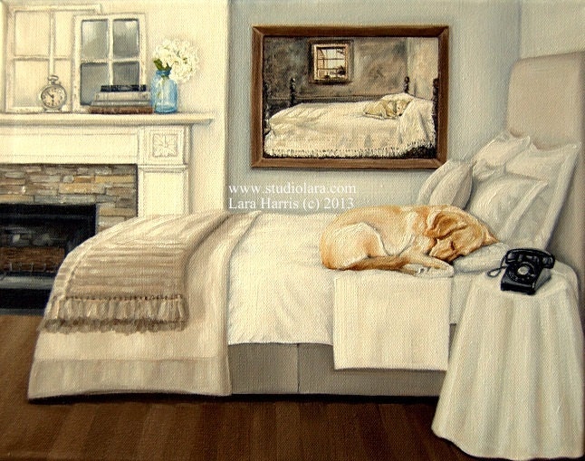 Life Imitating Art (after Wyeth) . . . . .8x10 Fine Art Giclee Print by LARA Dog Puppy