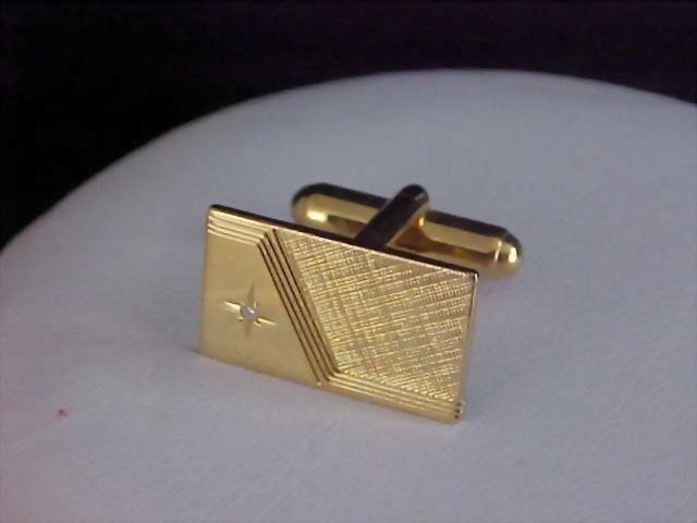 Genuine Diamond - 14K Gold Plate ANSON Cuff Links