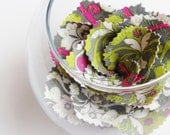 Fabric Leaf Plant Glass Terrarium - Hot Pink Lime Green Grey Damask Succulent Mother's Day Gift Idea
