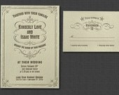 Vintage Vignette Letterpress Wedding Invitation SAMPLE
