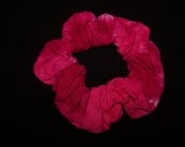 Hot Pink and Fuchsia   Tie Dyed Cotton Hair Scrunchie
