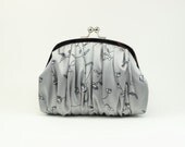 Personalized Bridesmaid Gift / Bridesmaid Clutch / Wedding Clutch  (Petite Ruche Clutch : Petals & Smoke)
