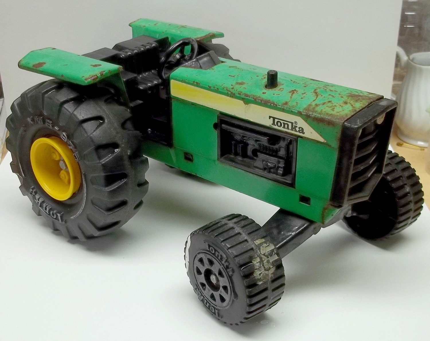 Vintage green yellow Tonka tractor boy's room home decor
