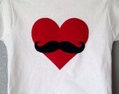 Heart & Mustache s/s Gerber Onesie or Shirt - NB - 5T
