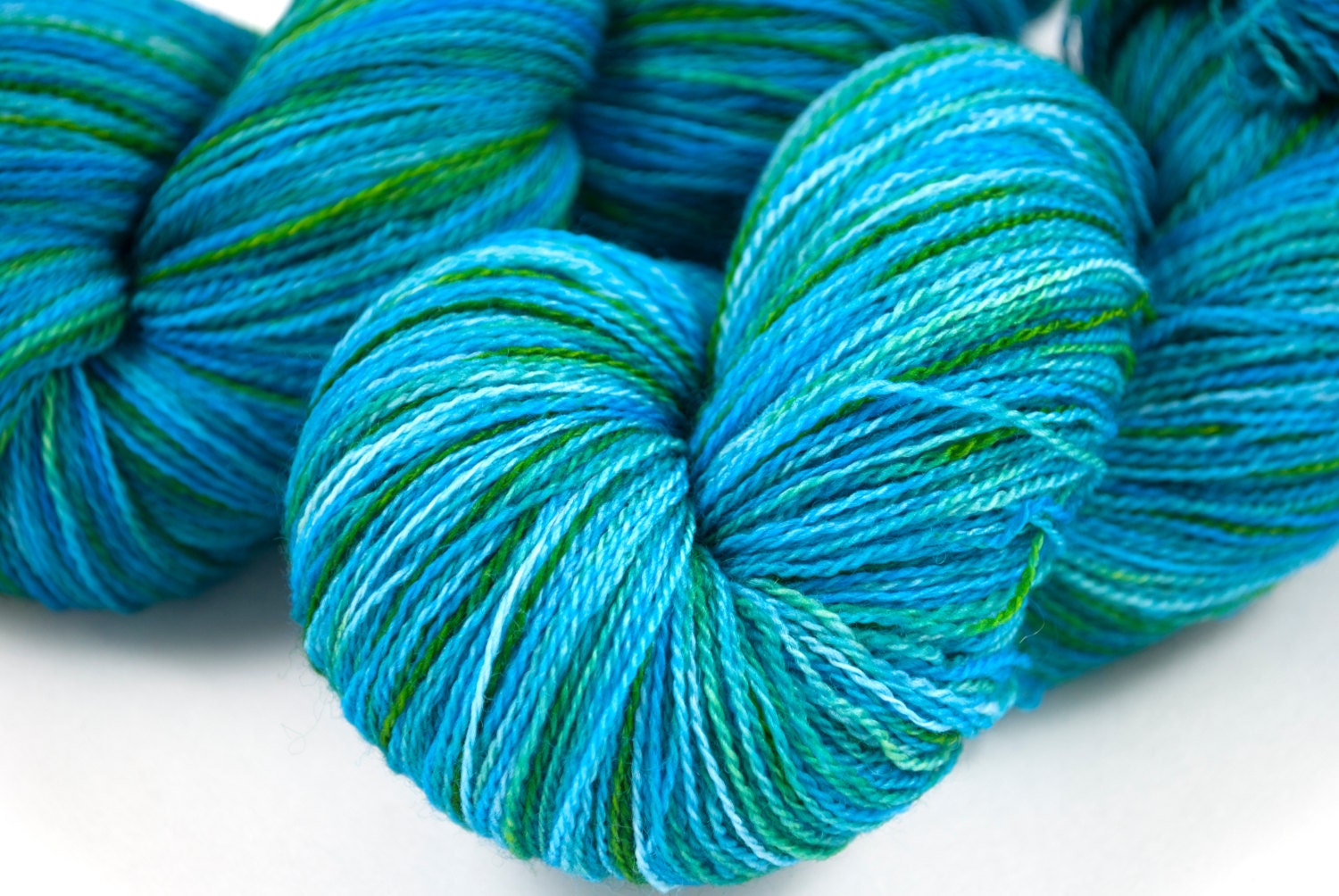 Merino Lace "World Map" Blue, Green