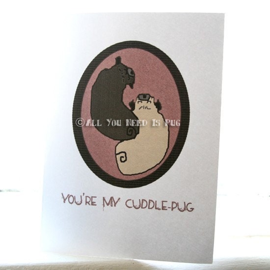 Cuddle Pug Valentine Card