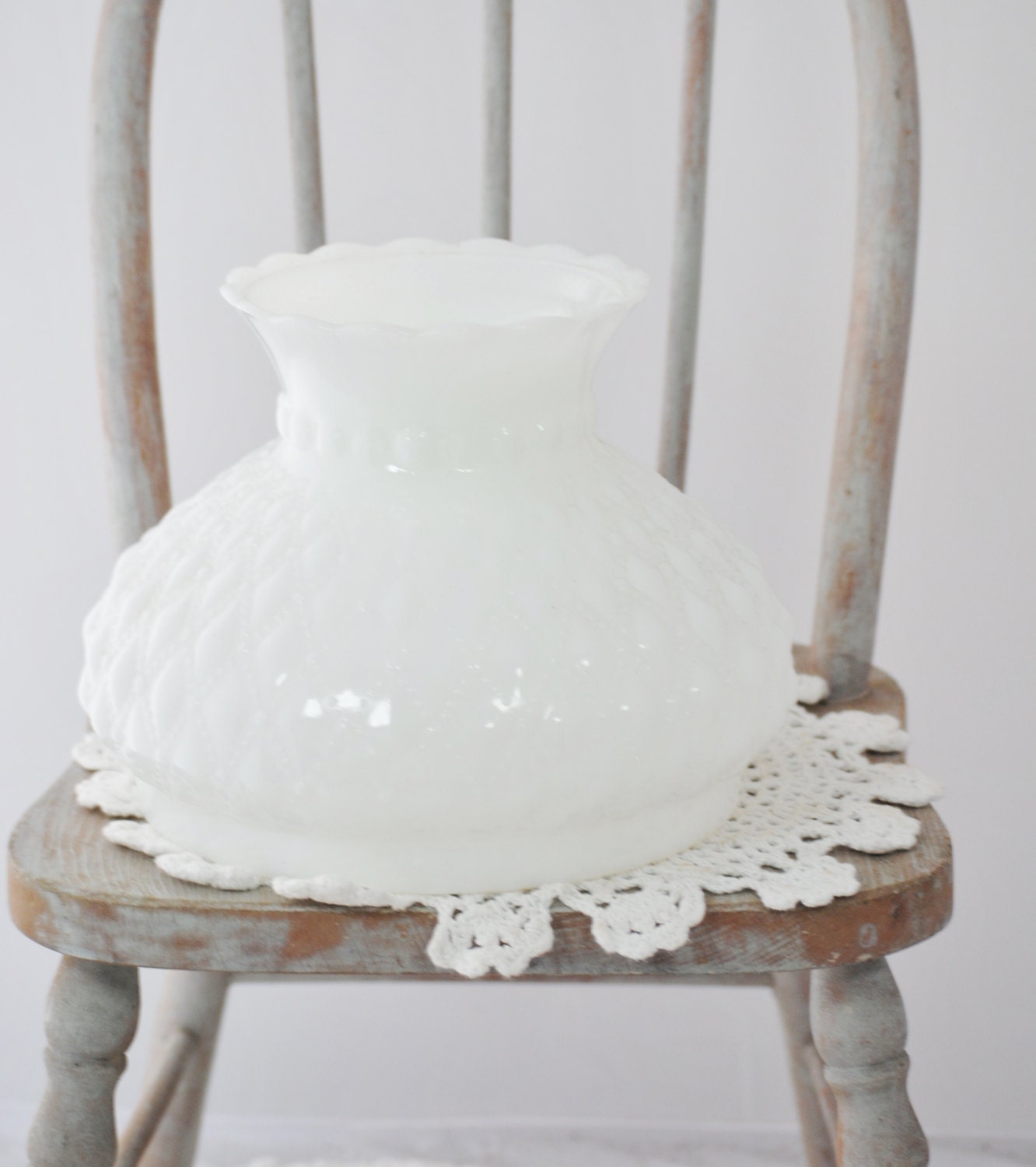 Lamp lamp Pattern milk   Glass glass Diamond Glass //  Shade Milk Vintage White bubble Bubble