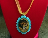 Vintage Circus Theme Wood Pendant Fierce Lion