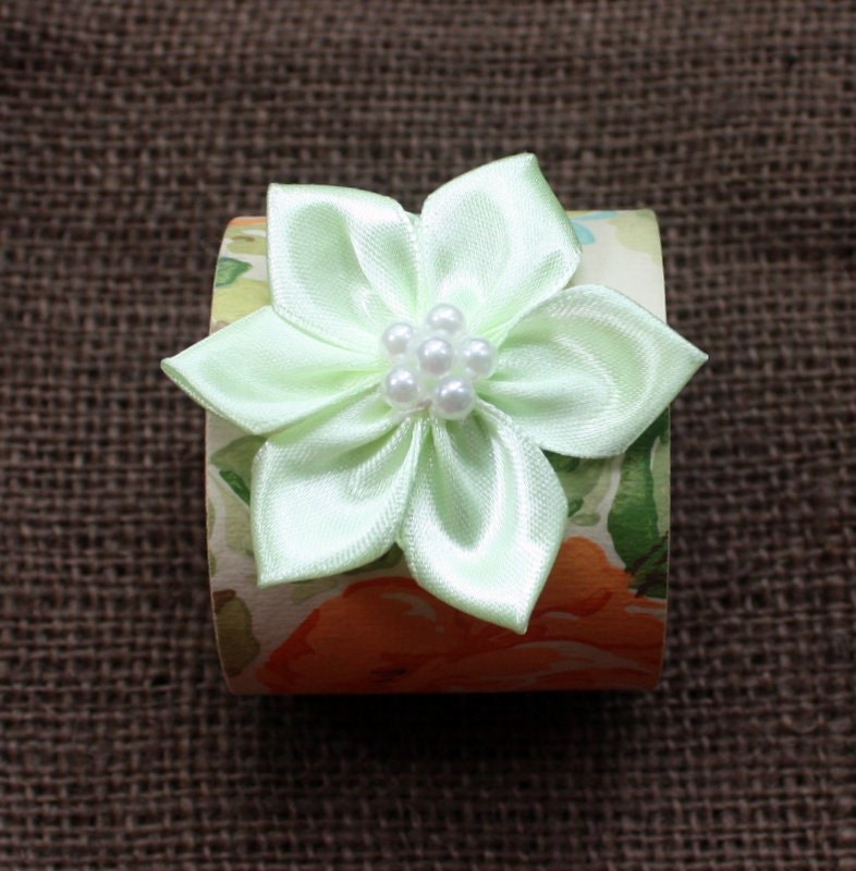 Vintage Wallpaper Cuff Bracelet with Millinery Embellishment
