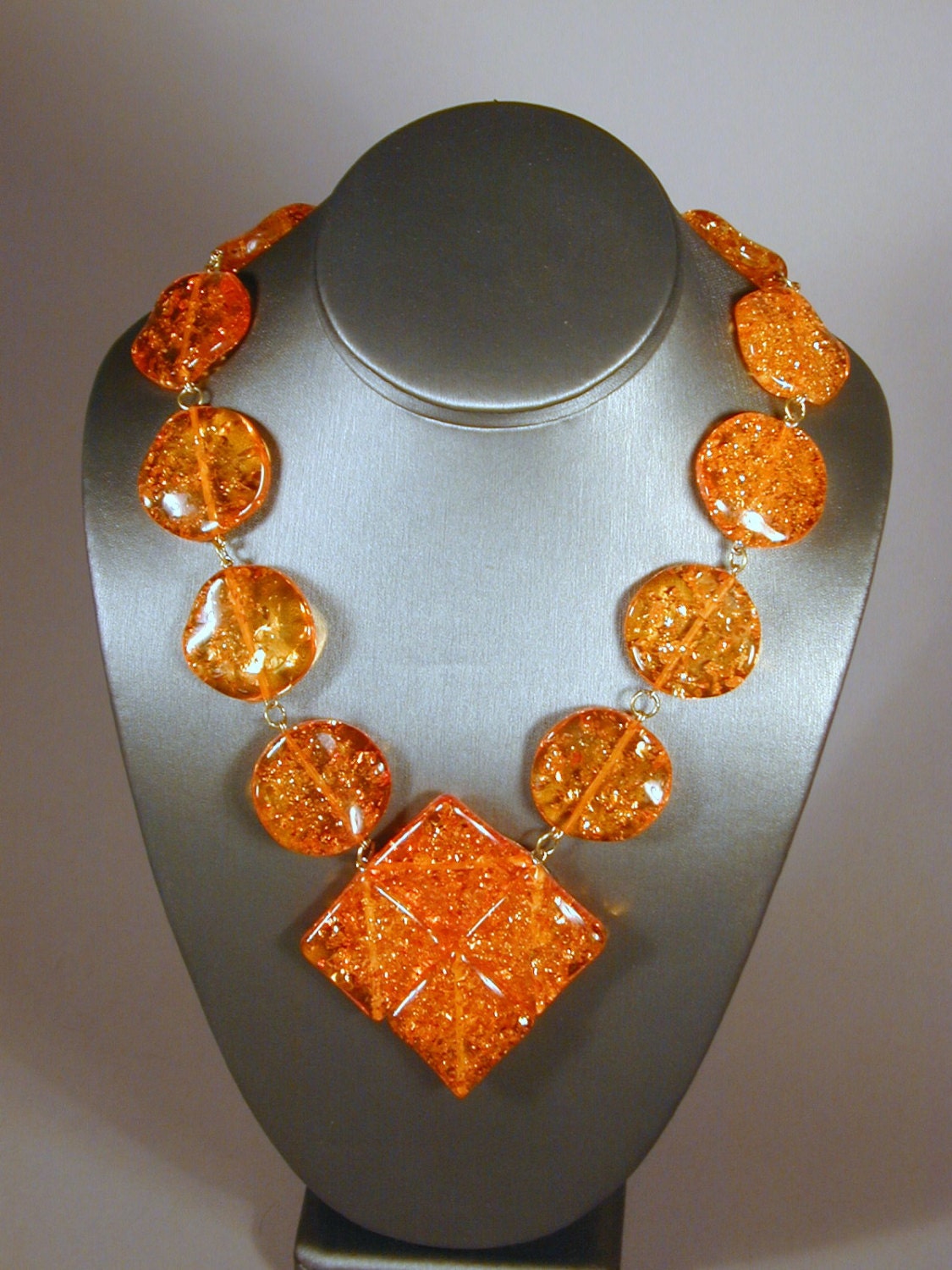 Necklace of Big Bold Amber chain and pendant