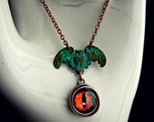 Owl Necklace.  Protection Amulet with Owl and Eye Pendant.