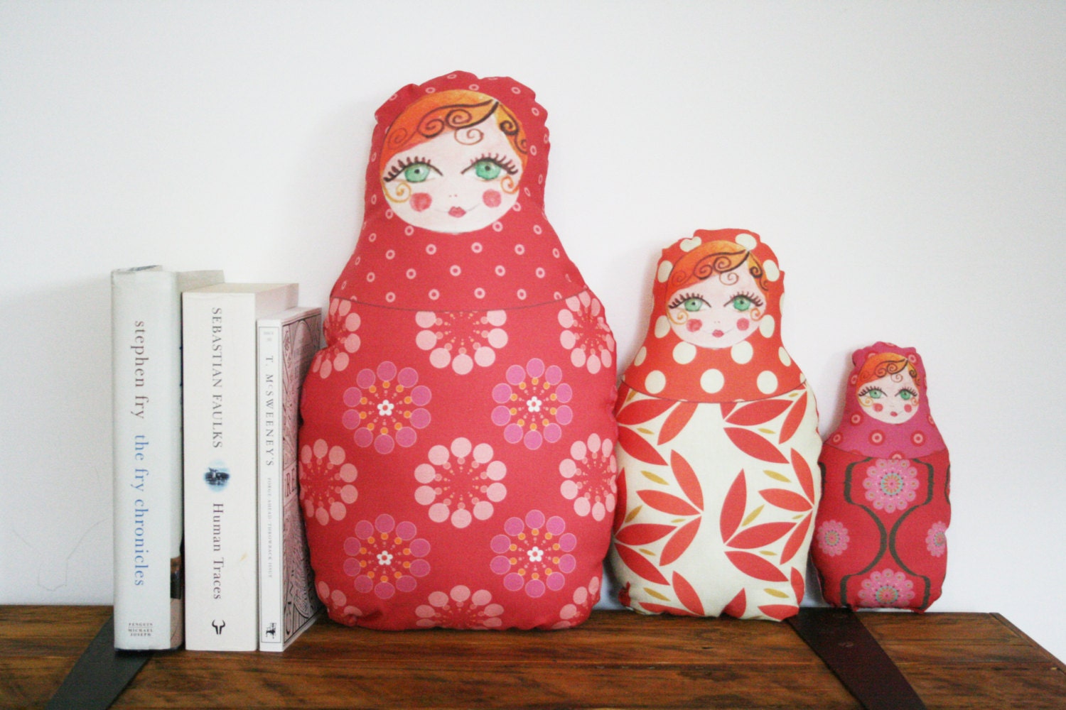 Family of Russian Doll Cushions - Reds
