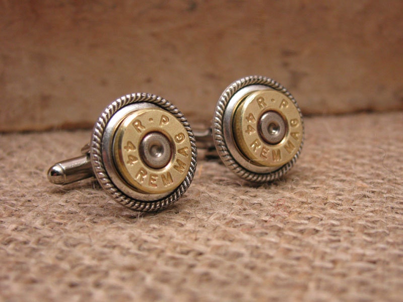 Bullet Casing Jewelry - 44 Magnum Bullet Casing Cuff Links - Great for the Gun Enthusiast or Unique Groomsmen Gifts