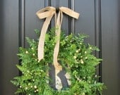 Summer Wreaths, Fern Hanging Baskets, Berry Wreaths,  Fern and Burlap for Year Round, Gifts, Monogrammed Gifts, Initial Decor