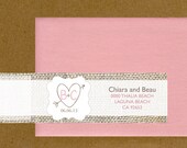 Printable Burlap Pink Champagne Blush Love Hearts Invitation Envelope Label