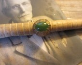 Vintage Jade and Brass Ring Size 7 1/2