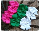 Lot of 6 PinWheel 4 inch Hairbows with Center Knot - Cute Spring Hair Bows