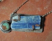Kyanite, Turqoise, Copper and Sterling Silver Earth Wanderer Pendant