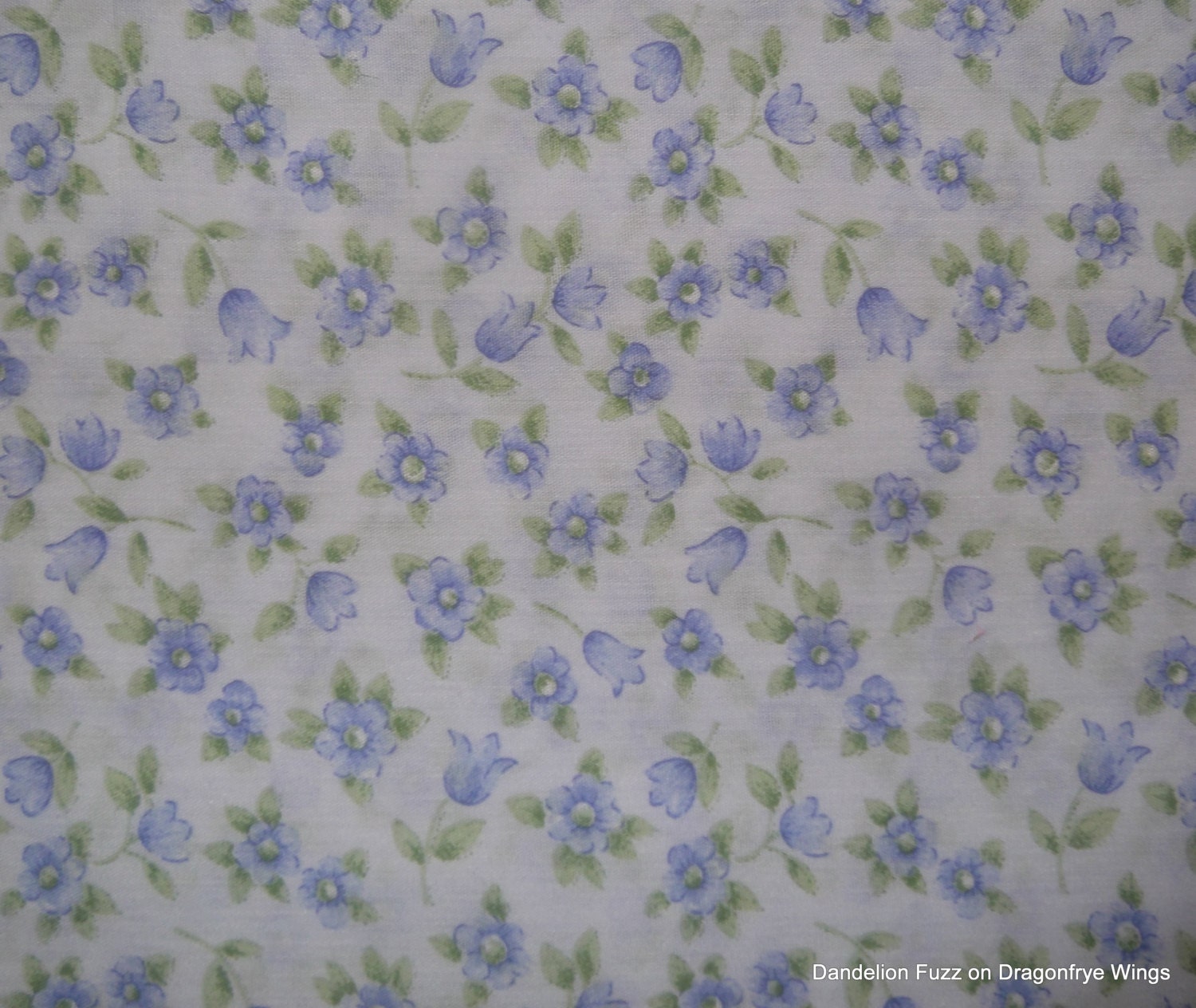 One Yard of Blue Flowers on a Light Blue Background
