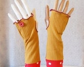 Mittens yellow mustard and red