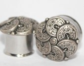 Tribal Style Disk Plugs 00 Gauge 7/16" 1/2" 9/16" 5/8" 3/4" 10mm 11mm 13mm 14mm 16mm 19mm