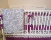 Modern Gray and Purple Crib Bedding