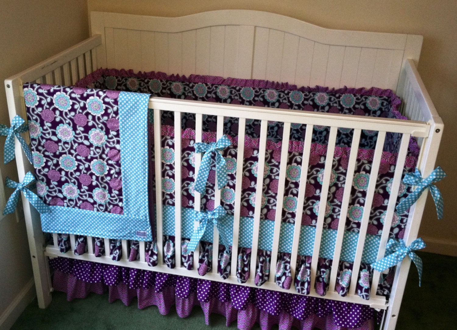 Crib Bedding Set Purple and Teal